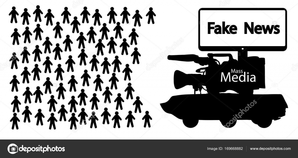 Los medios de comunicación noticias falsas, guerra de la información — Vector de stock