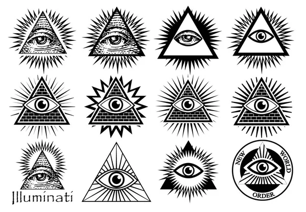 Simboli Illuminati, segno massonico, tutti gli occhi che vedono — Vettoriale Stock