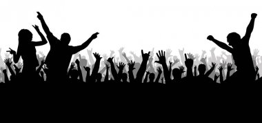 Konser disko, kalabalık siluet dans
