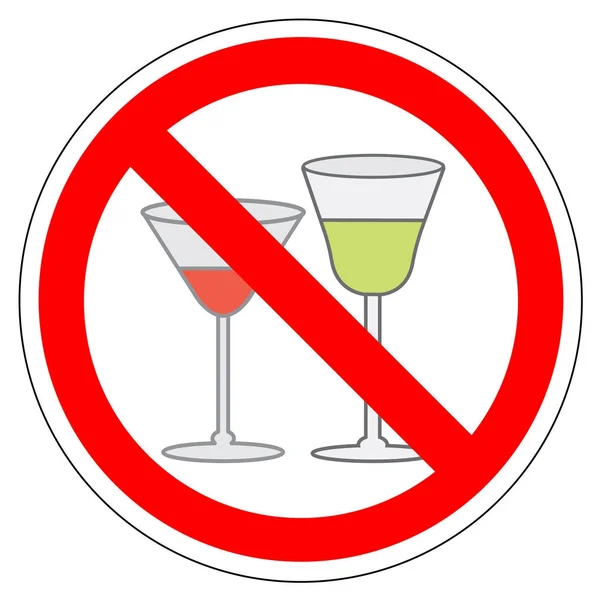 Sinal proibido de beber de bebidas alcoólicas é proibido, vetor —  Vetores de Stock