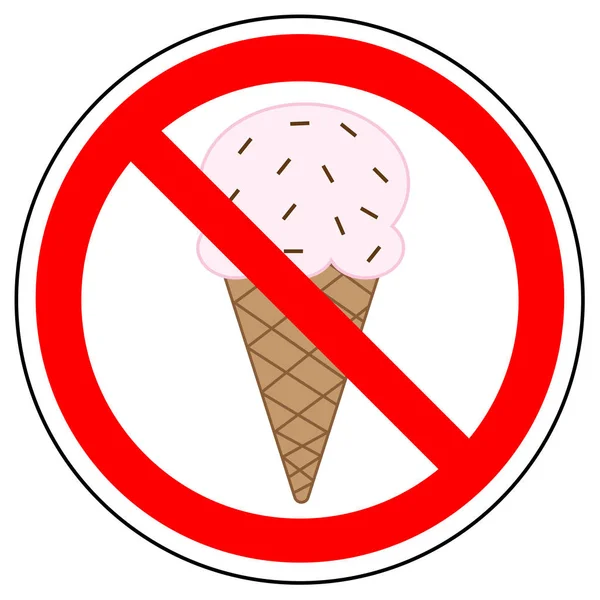 Prohibited sign of ice cream, vector. — Stock Vector