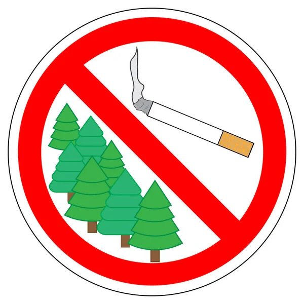 No smoking cigarettes in forest, prohibitory sign, vector — Stock Vector