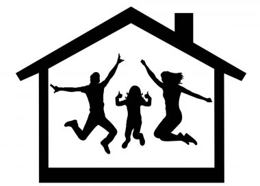 Mutlu aile evi siluet satın alma