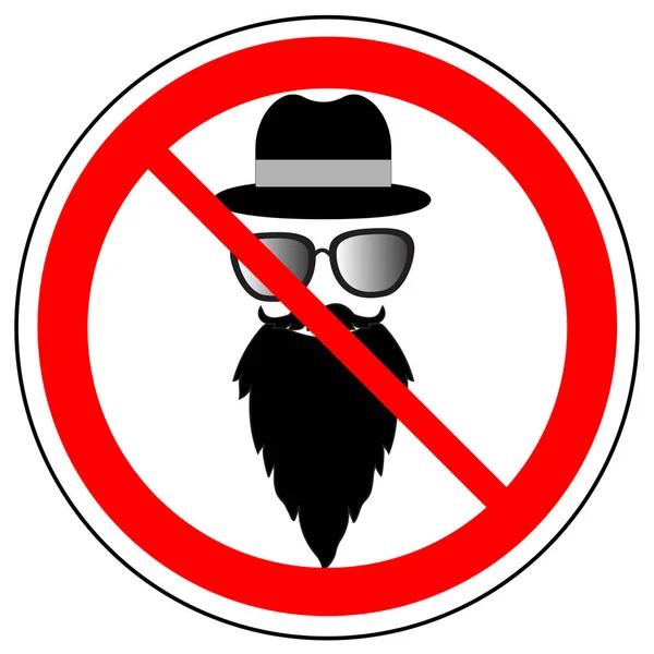 Απαγόρευση εισόδου του φορώντας καπέλο, γυαλιά και τα γένια, διάνυσμα — Διανυσματικό Αρχείο