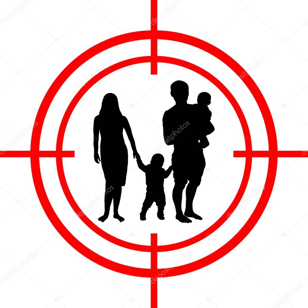 Family under aim. Happiness target