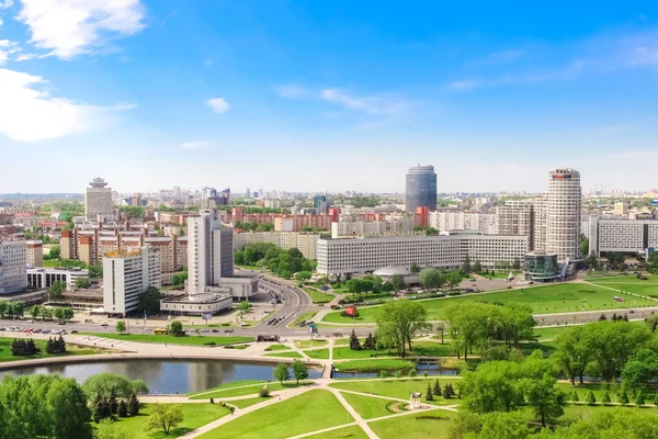 Minsk Nemiga Vyhlídka Viktory Dům Odborových Svazů Hotel Park Letecký — Stock fotografie