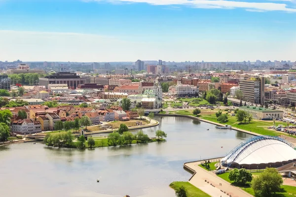 Vista Aérea Colina Trinity Palacio Deportes Arena Nemiga Junto Río — Foto de Stock