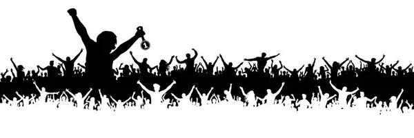 Sport attribution silhouette. foule de gens fans . — Image vectorielle