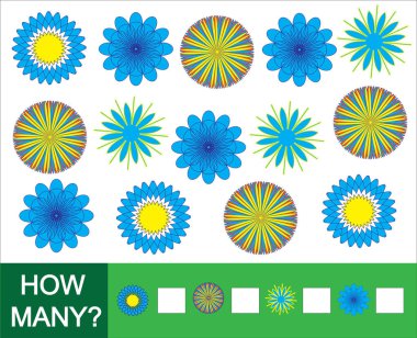 Ne kadar çok doodle çiçekler. Çocuklar için oyun. Vektör çizim