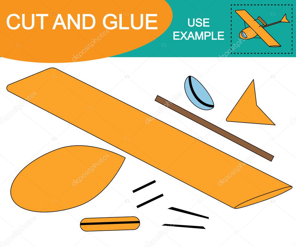 Image of hydroplane (air transport). Cut and glue (paste). Educational game for children