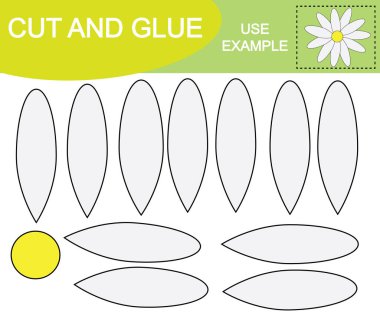 Çiçek papatya görüntü oluşturmak. Kesin ve yapıştırın. Çocuklar için oyun