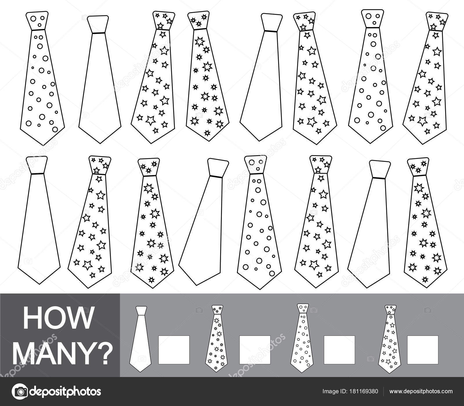 How many ties. Color ties. Educational game for children. — Stock