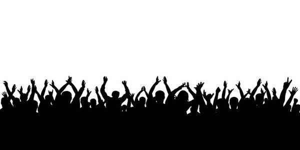 Crowd cheering silhouette, vector