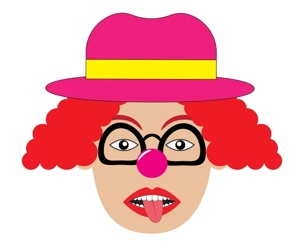 Clown visar tungan. Vektorillustration — Stock vektor