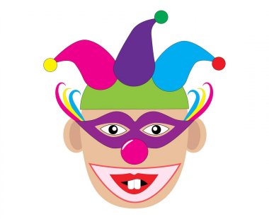 İki diş ile komik palyaço. Vektör çizim