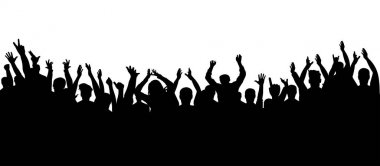 Alkış kalabalık siluet, neşeli insanlar. Konser, parti