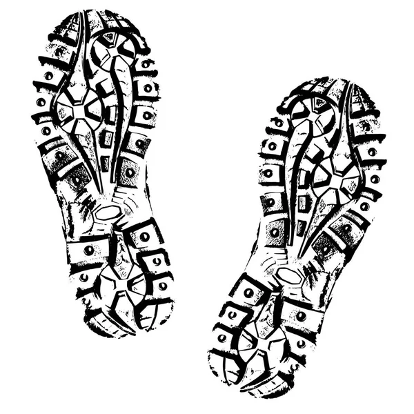Boot Imprint. Human footprints shoe silhouette. Isolated on white
