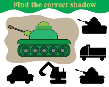 Tank doğru gölgesi bulmak. Çocuklar için eğitici bir oyun.