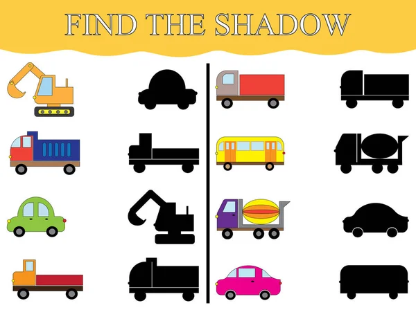Encontre as sombras do transporte, pronto. Jogo educativo visual . —  Vetores de Stock