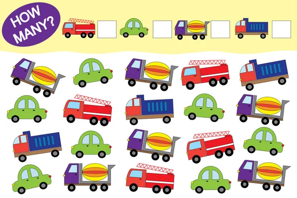 Quantos objectos de transporte. Jogo educativo para crianças . —  Vetores de Stock