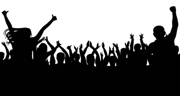 Neşeli insanlar kalabalık, siluet. Parti, alkış. Hayranları dans konser, disko