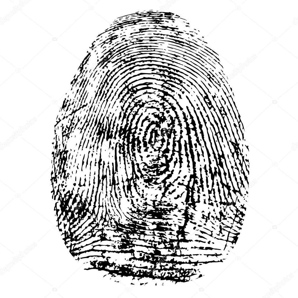 Fingerprint, silhouette vector. Dactylogram isolated on white background