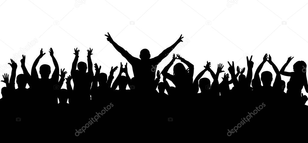 Applause, cheerful crowd, silhouette vector