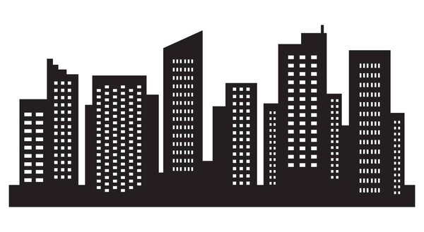 City megalopolis simple. Silhouette in black color 