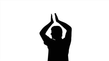 Alkışlayan adam, beyaz arka planda siyah siluet