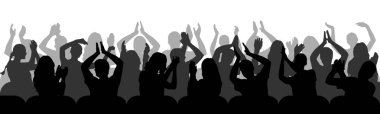 Silhouettes of applauding spectators in chairs. Crowd of people. Vector illustration clipart
