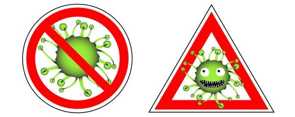 Interdiction Signe Virus Signe Avertissement Cas Danger Coronavirus Covid Illustration — Image vectorielle