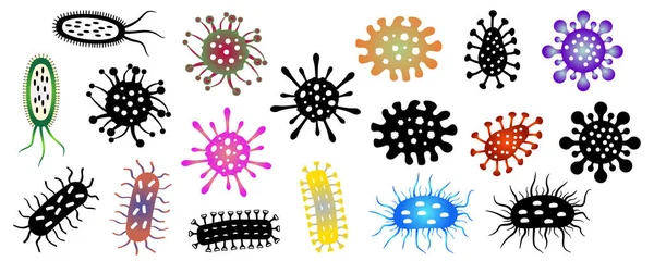 Hantavirus Coronavirus Otros Virus Conjunto Iconos Color Negro Ilustración Vectorial — Vector de stock