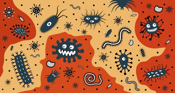 Вирусы Паразиты Организме Микробы Бактерии Патогенная Среда Векторная Иллюстрация — стоковый вектор