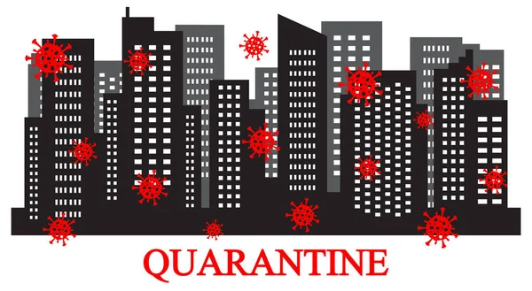 Quarantine in city. People are self-isolated. Vector illustration.