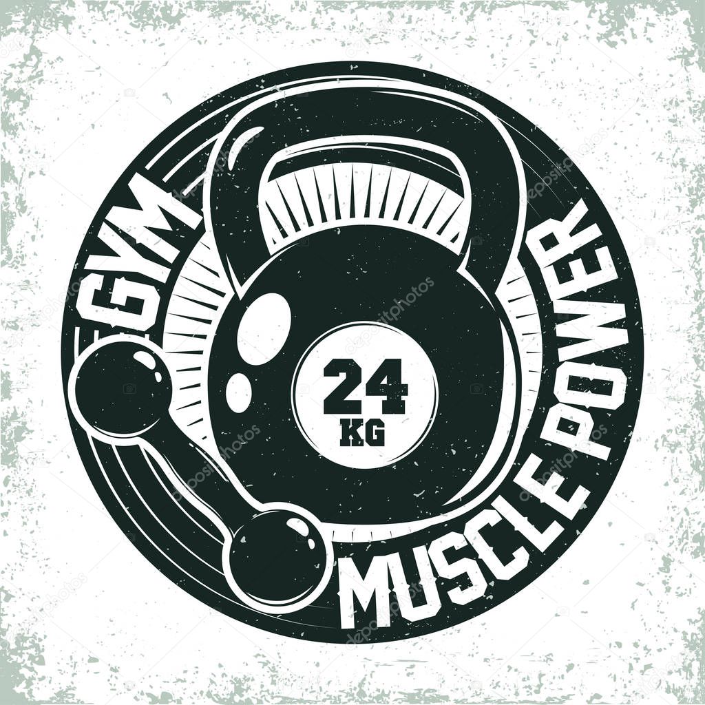 Vintage t-shirt graphic design,  grange print stamp, fitness typography emblem,  gym sports logo Creative design, Vector