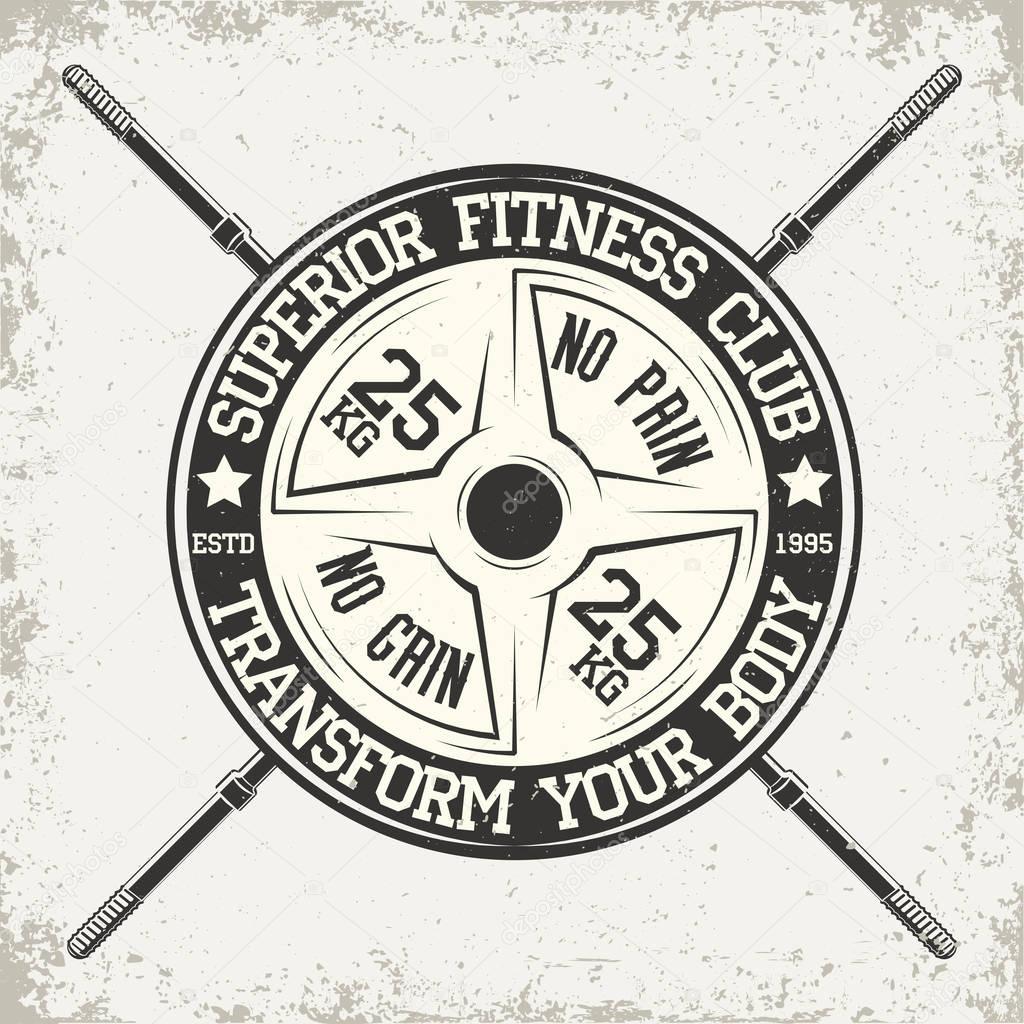 Vintage t-shirt graphic design,  grange print stamp, fitness typography emblem,  gym sports logo Creative design, Vector
