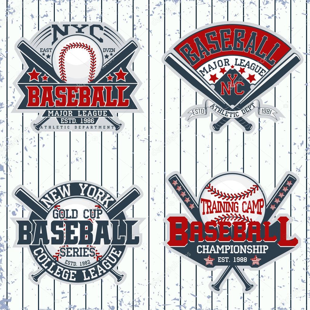 Set of Vintage t-shirt graphic designs,  Creative print stamps, baseball typography emblems, sports logos, Vector