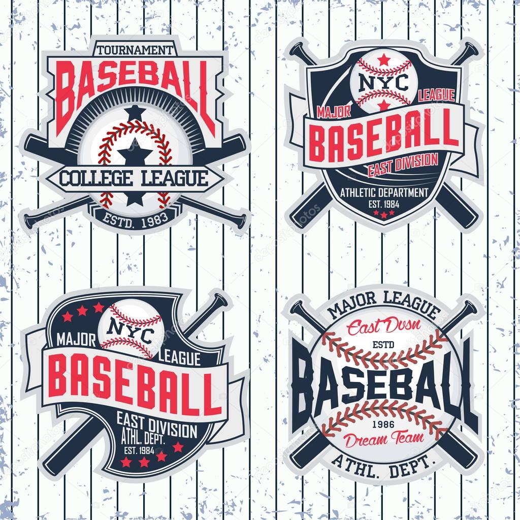 Set of Vintage t-shirt graphic designs,  Creative print stamps, baseball typography emblems, sports logos, Vector