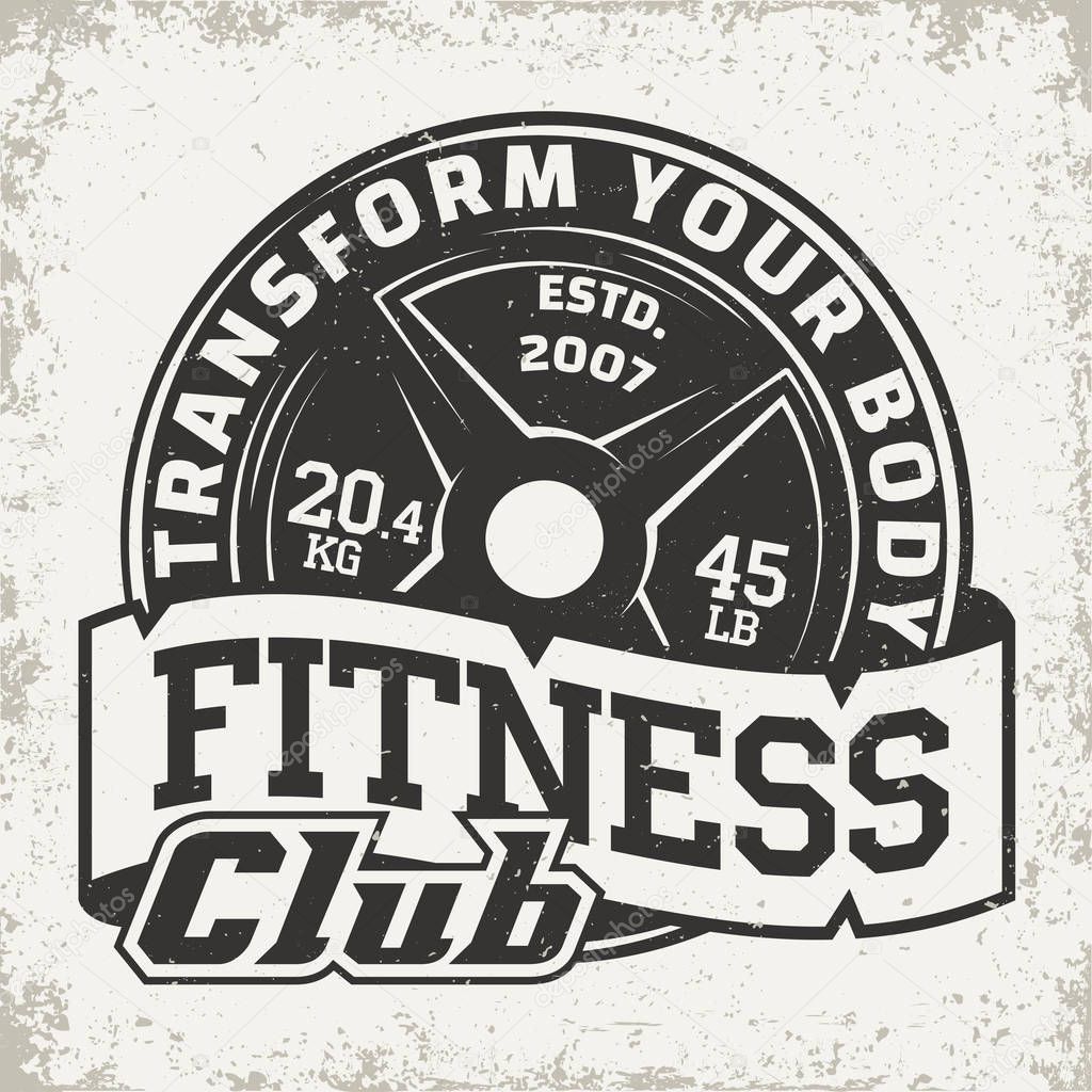 Vintage t-shirt graphic design,  grange print stamp, fitness typography emblem,  gym sports logo Creative design, Vector