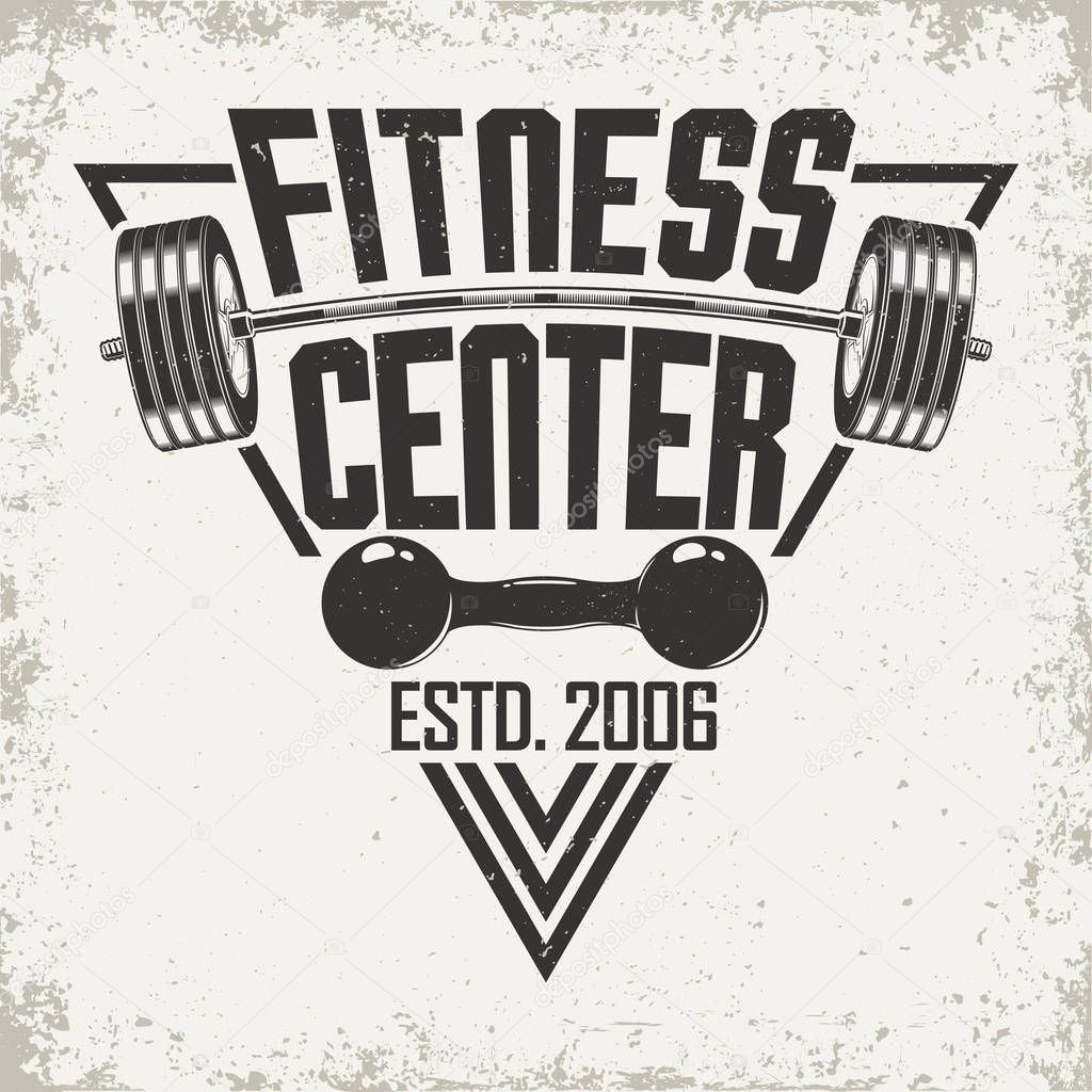 Vintage t-shirt graphic design,  grange print stamp, fitness typography emblem,  gym sports logo Creative design, Vector