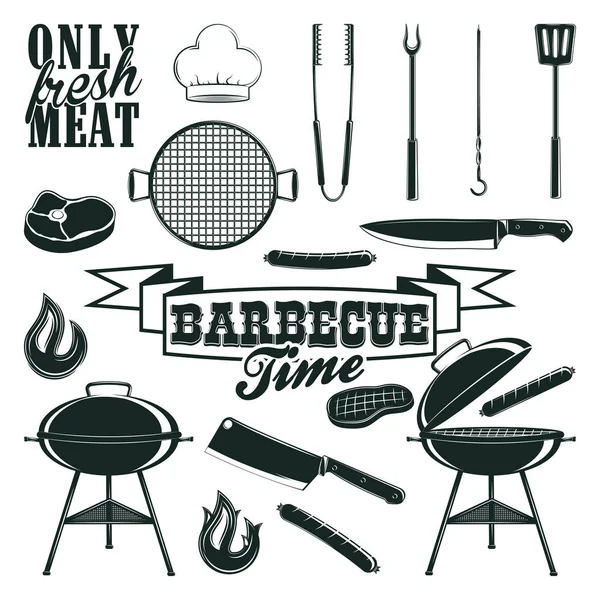 tek renkli Barbekü Icons set