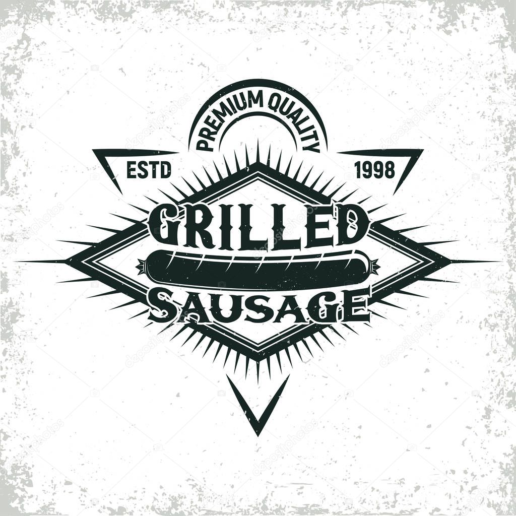 Vintage barbecue restaurant logo design,  grange print stamp, creative grill bar typography emblem, Vector