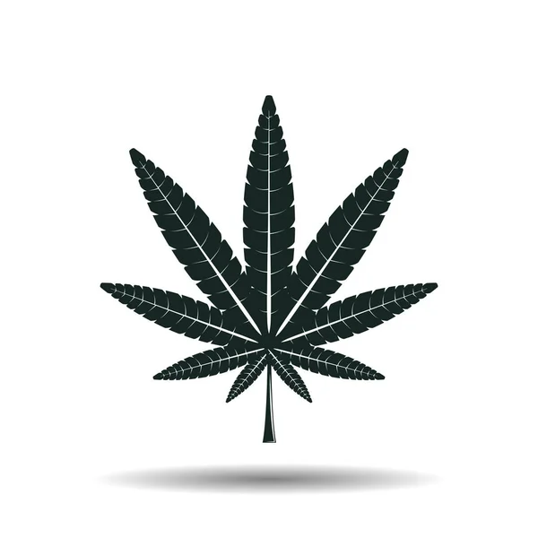 Tanda daun cannabis monokrom - Stok Vektor