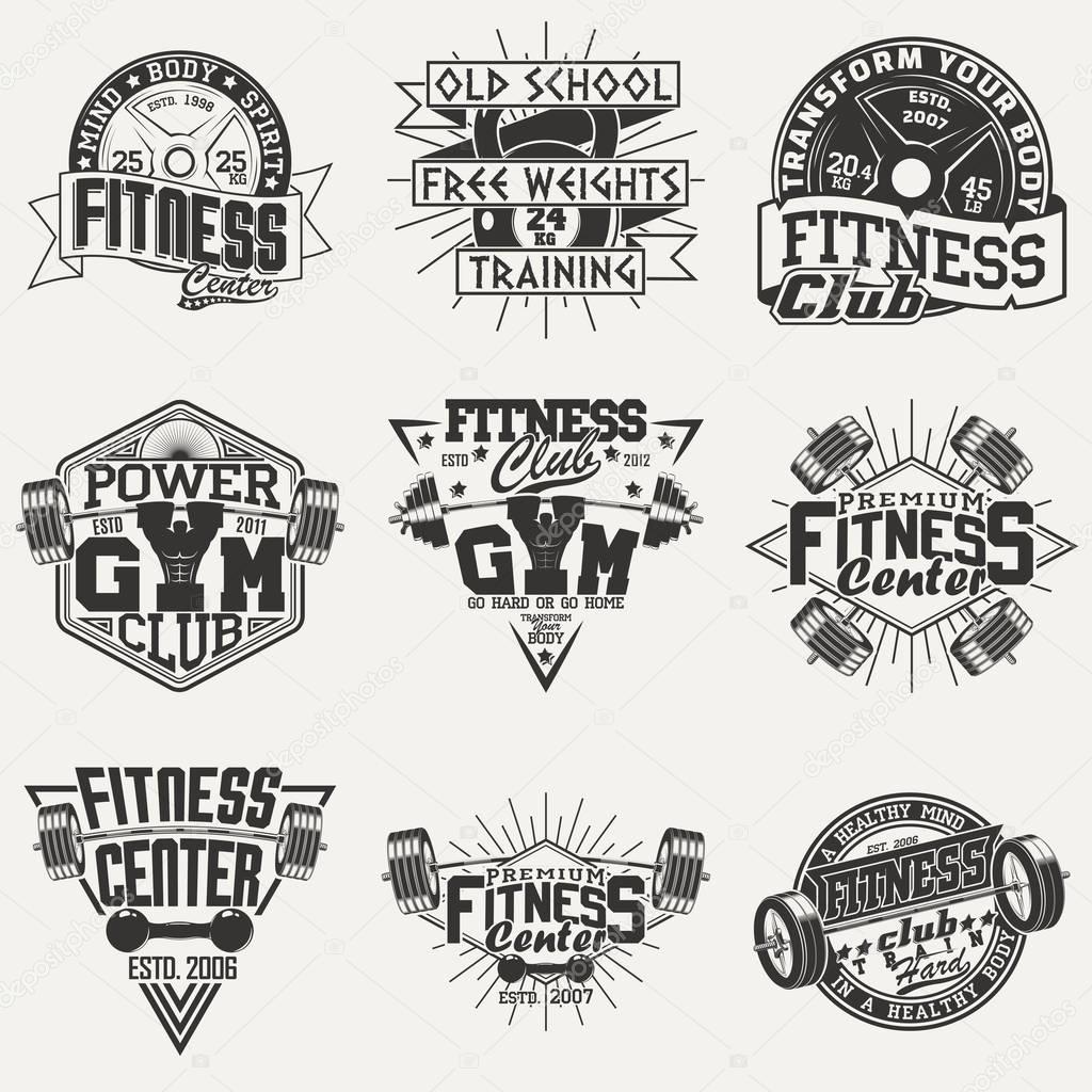 Set of Vintage t-shirt graphic designs,  grange print stamps, fitness typography emblems,  gym sports logo Creative design, Vector
