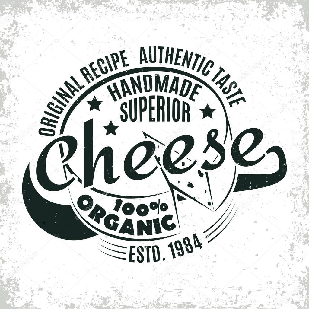 Vintage logo graphic design, print stamp, cheesemaker typography emblem, Creative design, Vector