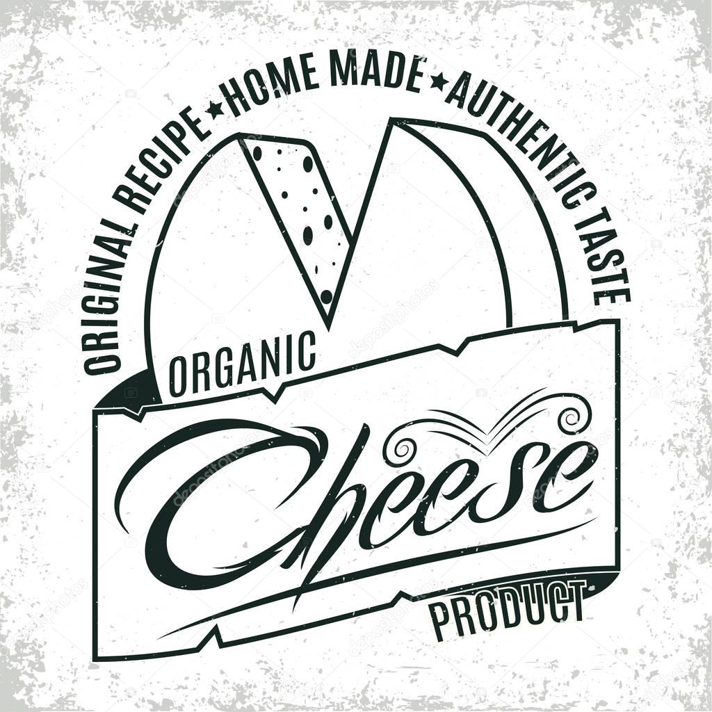 Vintage logo graphic design, print stamp, cheesemaker typography emblem, Creative design, Vector