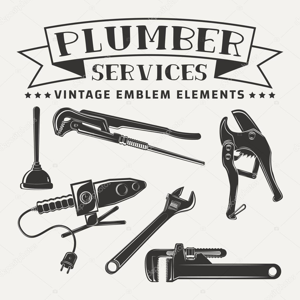 Monochrome plumber emblem elements