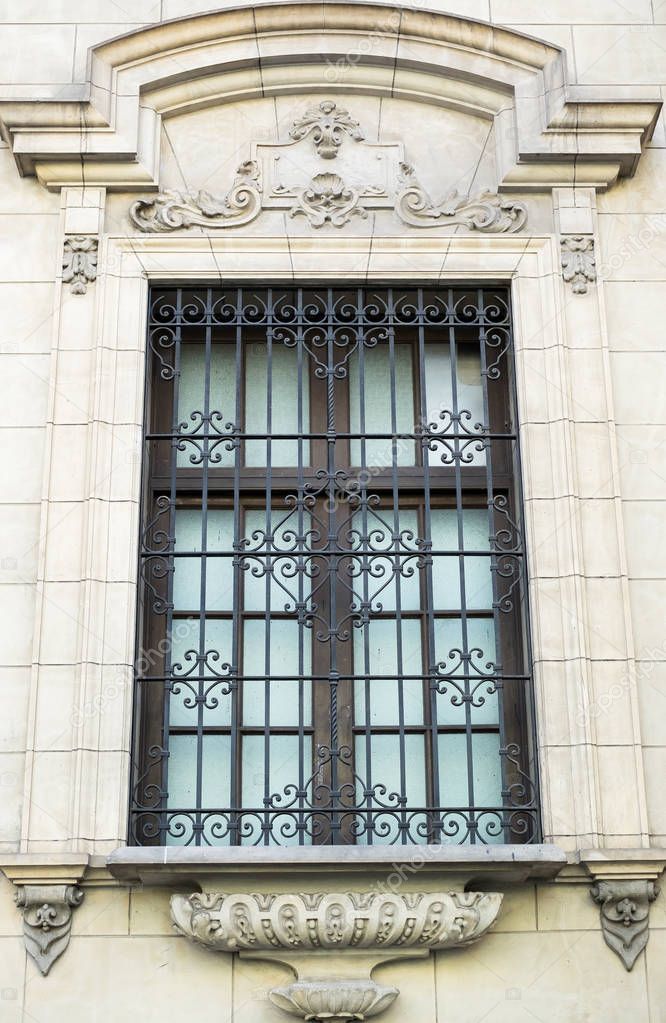 Window in a historic building, Lima, Peru