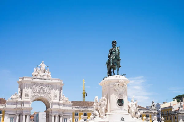 Historische alte comercio plaza details hintergrund, lisbon — Stockfoto