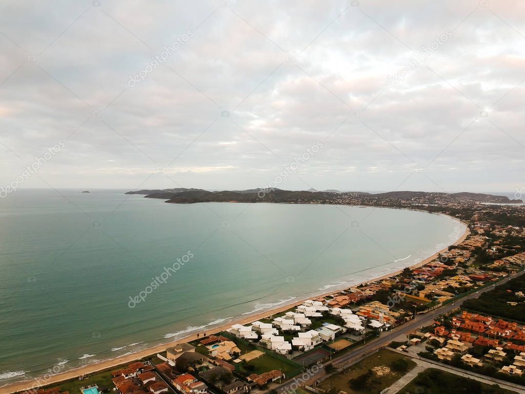 Drone view of Praia Rasa, Buzios, Brazil
